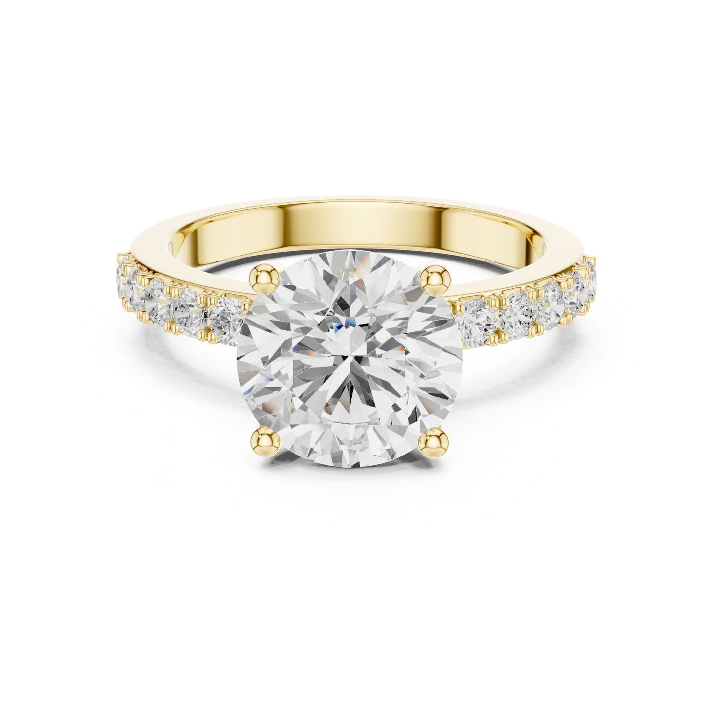 Round Lab Grown Diamond Pave Engagement Ring