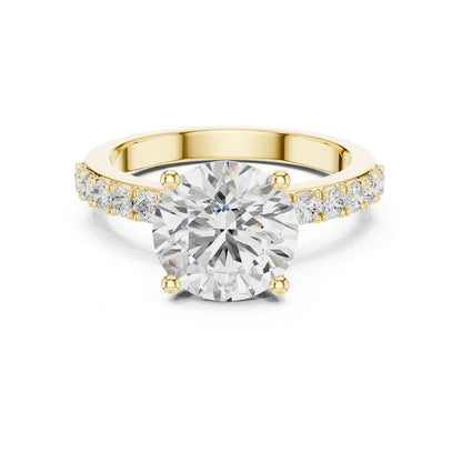 Round Lab Grown Diamond Pave Engagement Ring