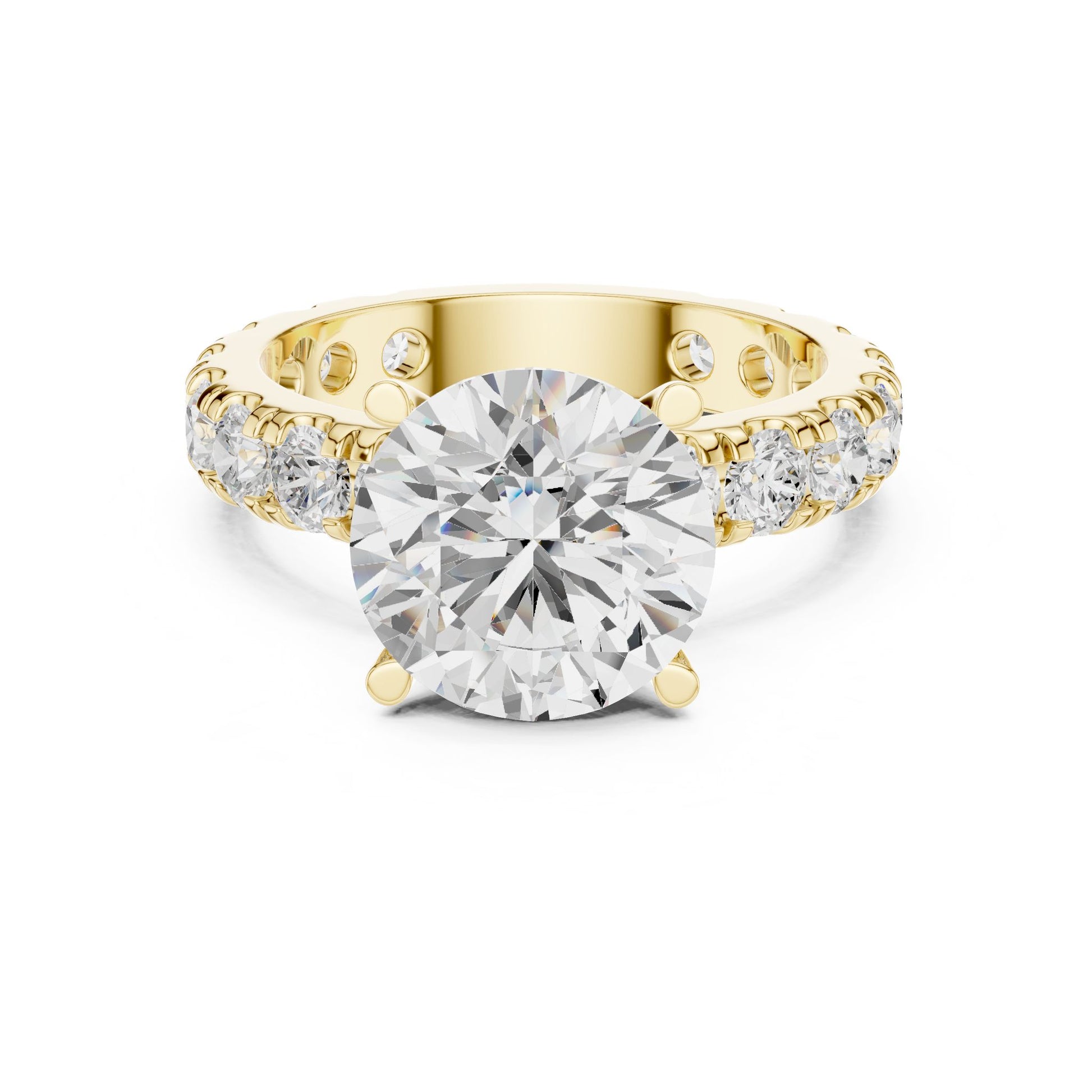 Round Lab Grown Diamond Pave Engagement Ring