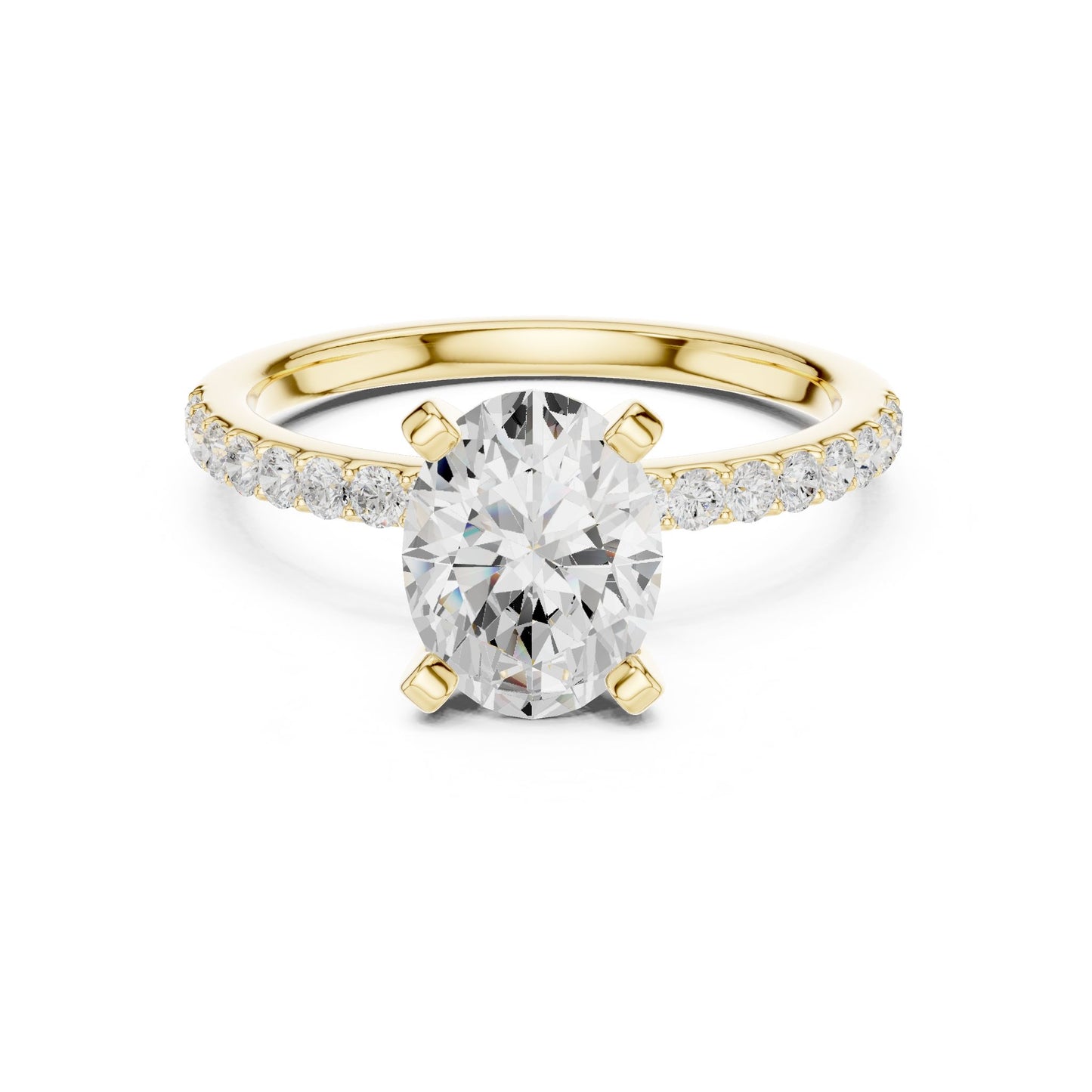 Round Lab Grown Diamond Pave Engagement Ring