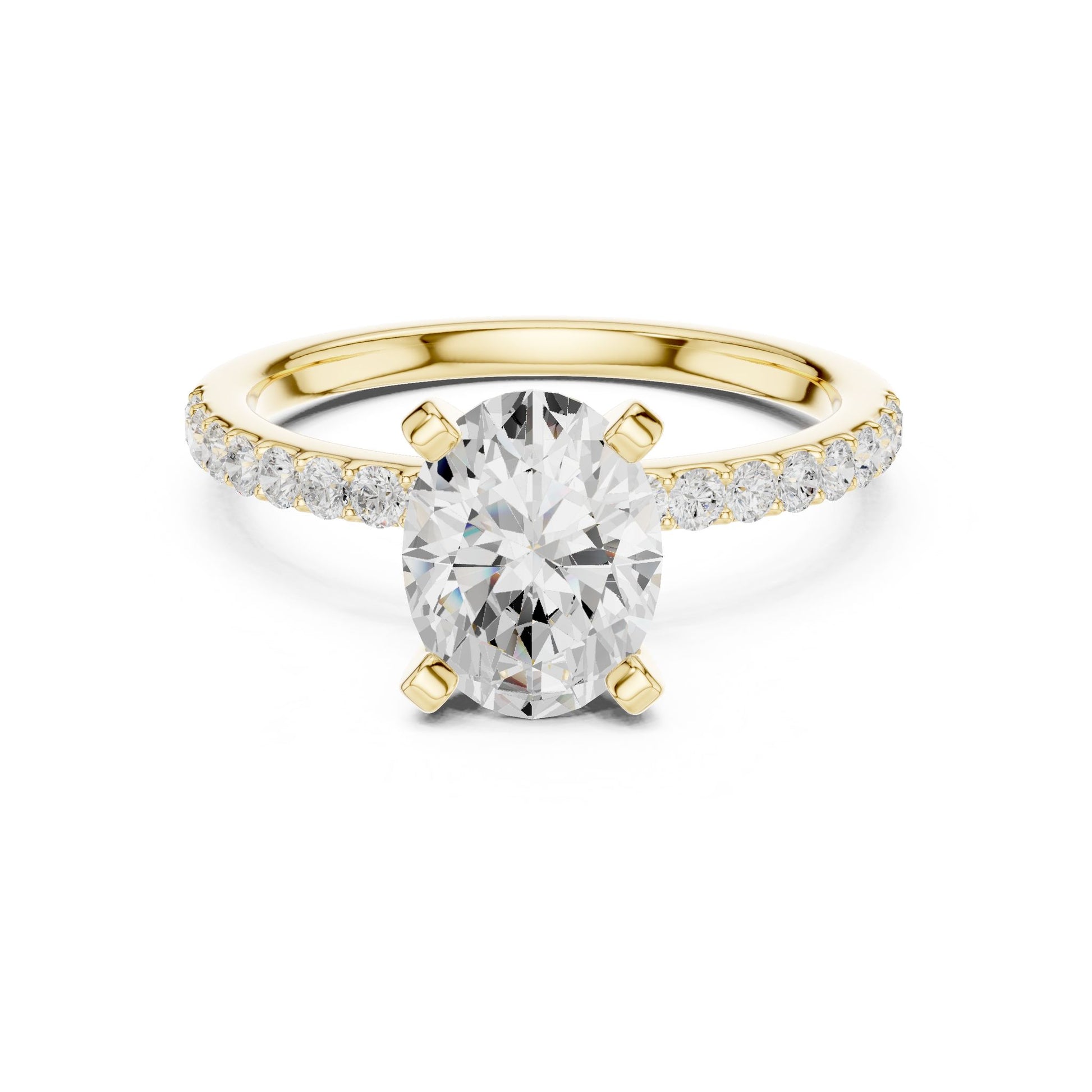 Round Lab Grown Diamond Pave Engagement Ring
