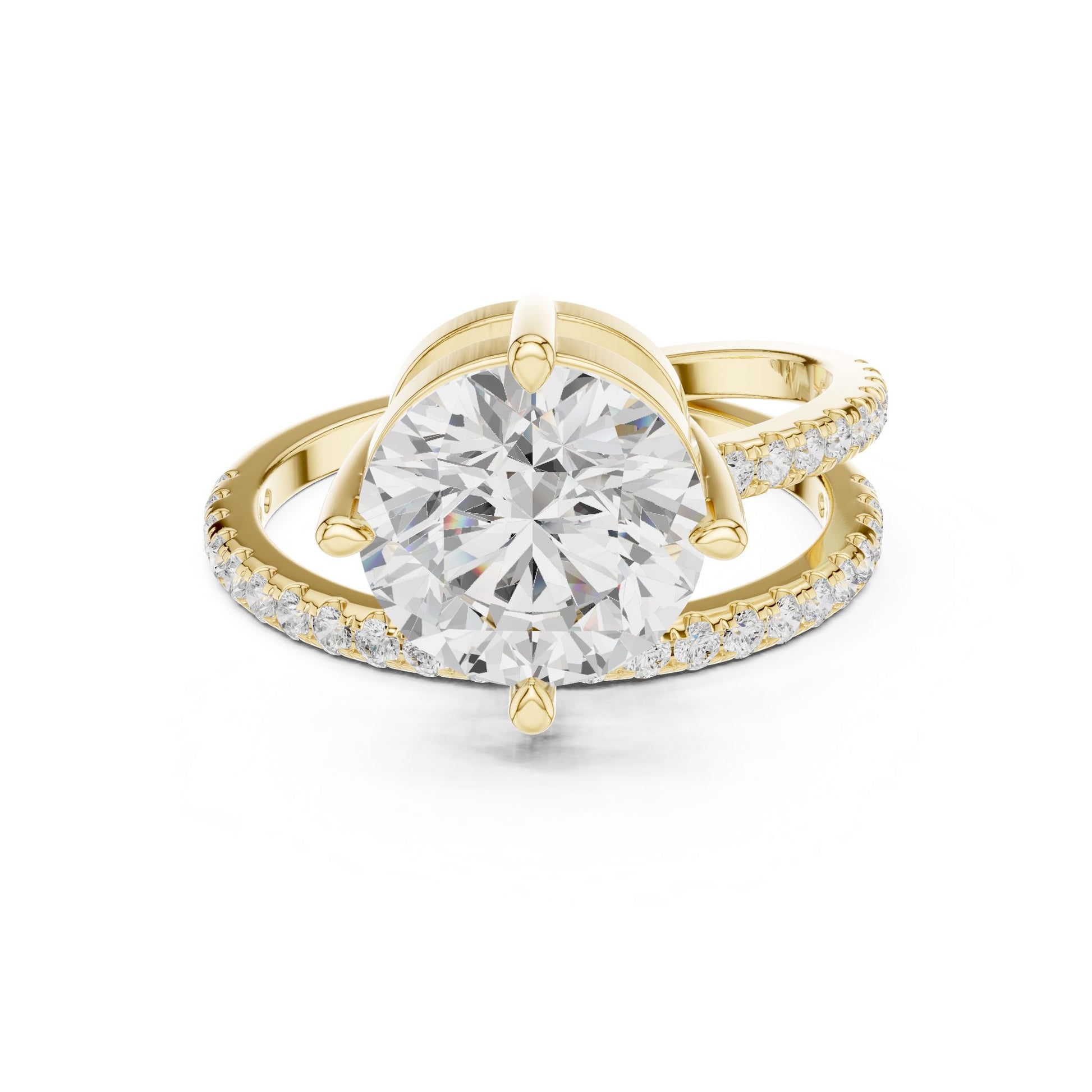 Round Lab Grown Diamond Pave Engagement Ring