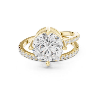 Round Lab Grown Diamond Pave Engagement Ring