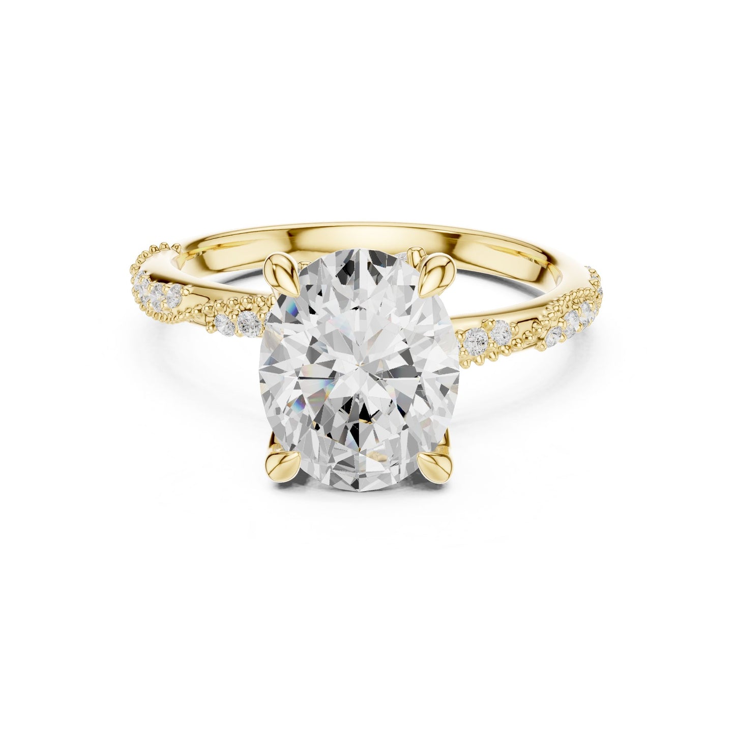 Round Lab Grown Diamond Pave Engagement Ring