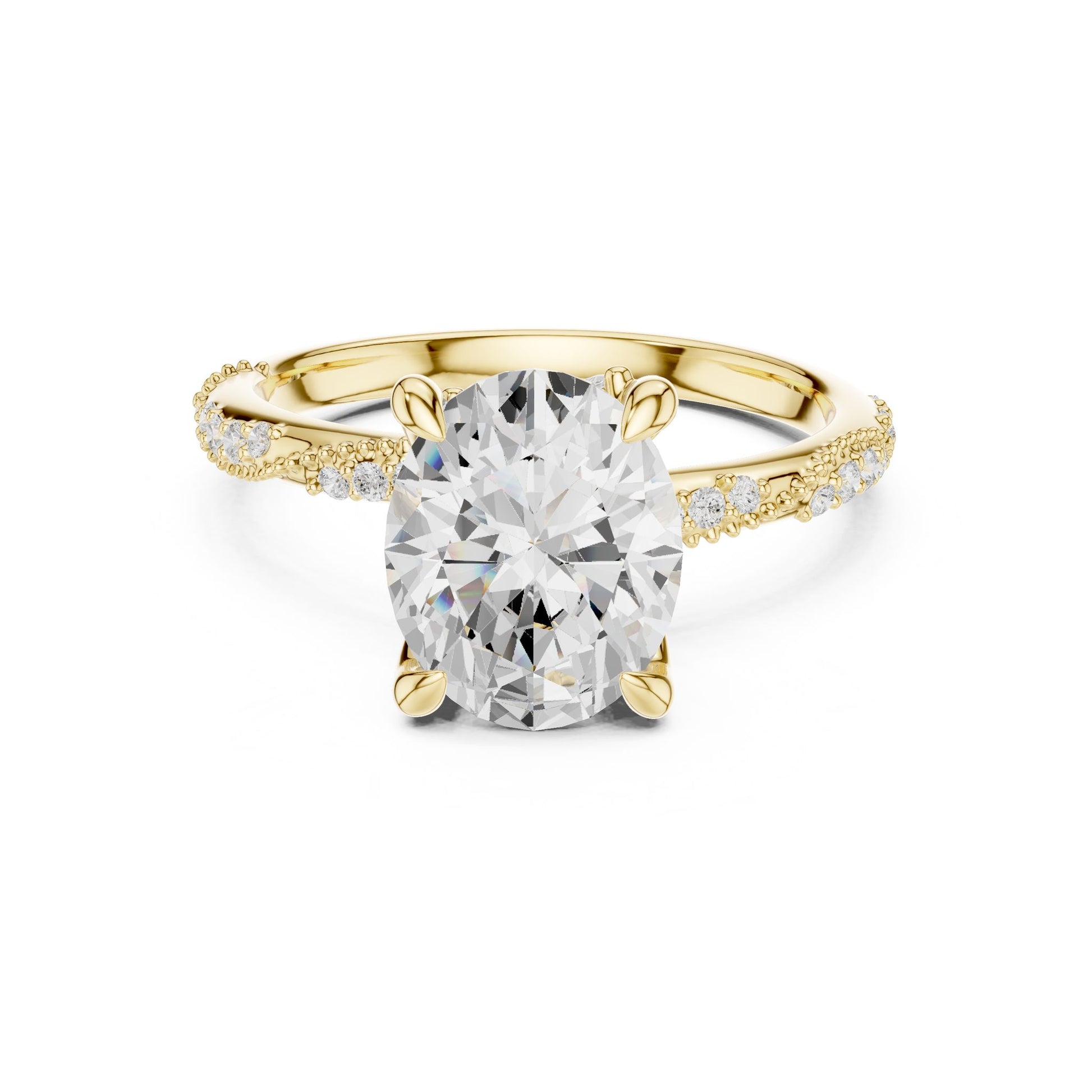 Round Lab Grown Diamond Pave Engagement Ring