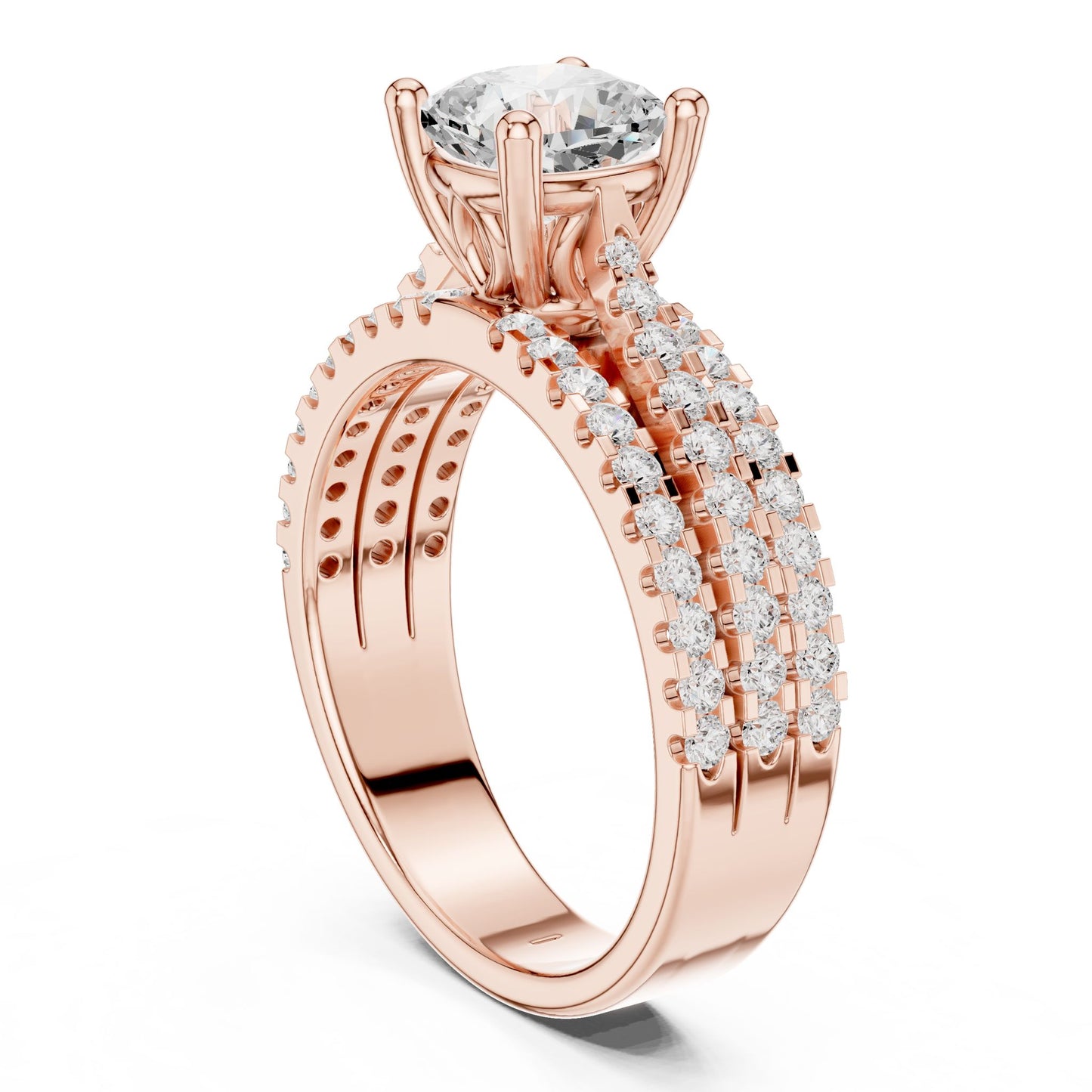 Round Lab Grown Diamond Pave Engagement Ring