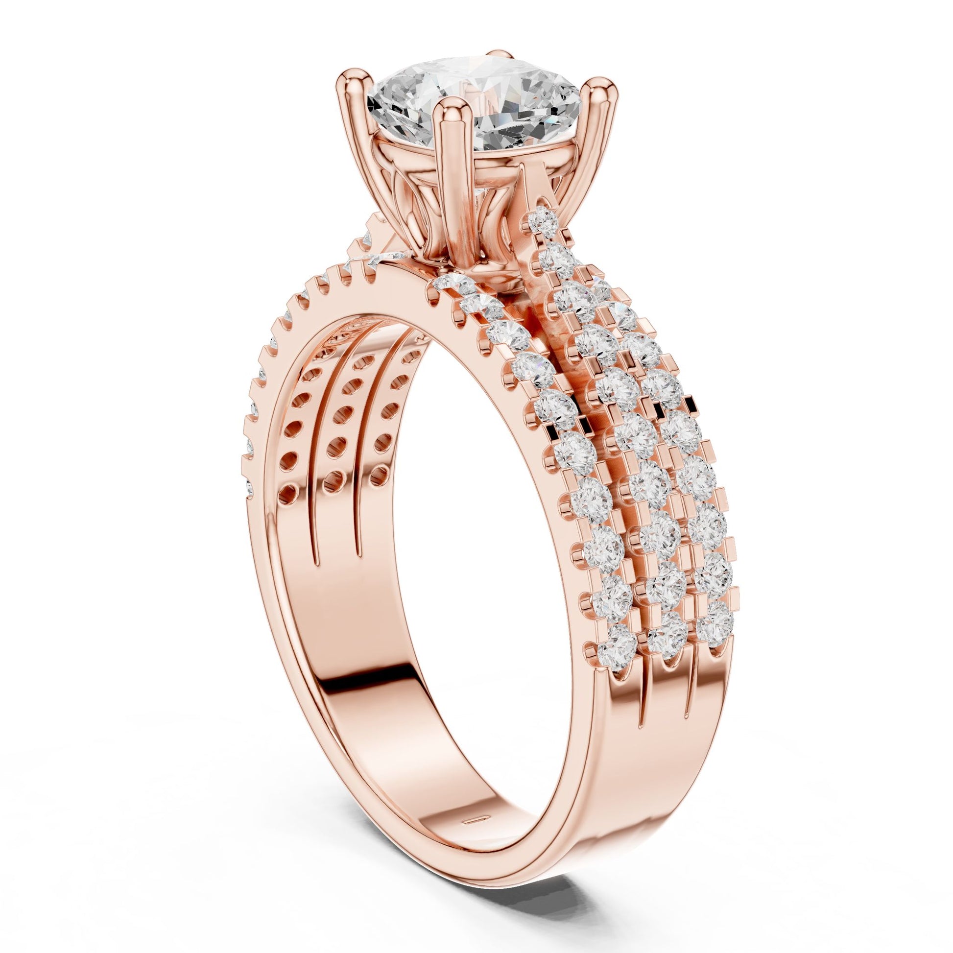 Round Lab Grown Diamond Pave Engagement Ring