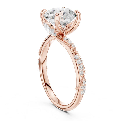 Round Lab Grown Diamond Pave Engagement Ring