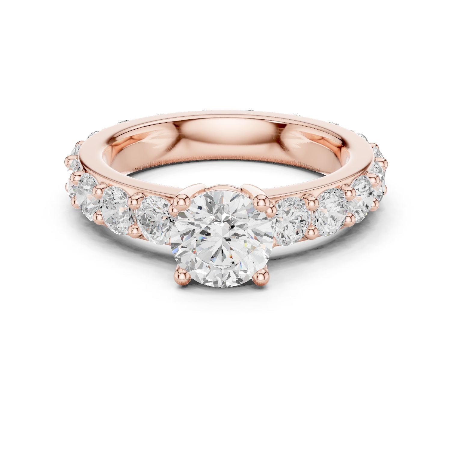 Round Lab Grown Diamond Pave Engagement Ring