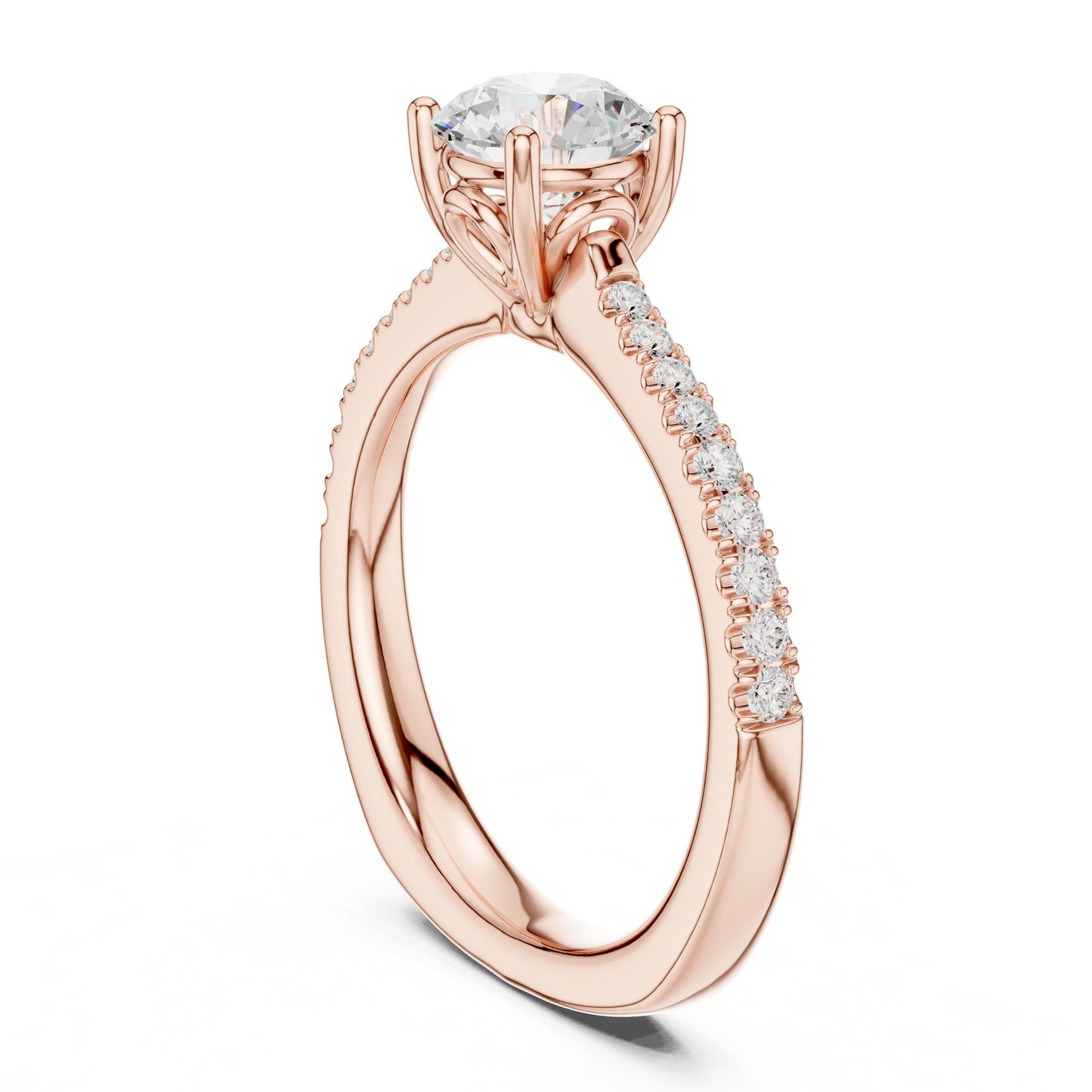 Round Lab Grown Diamond Pave Engagement Ring