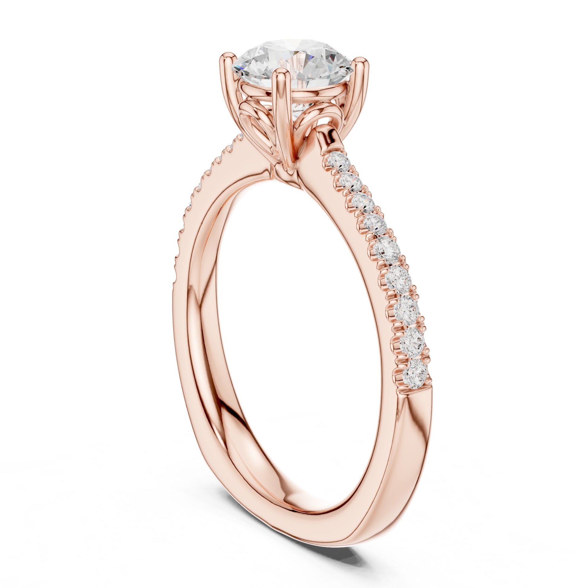 Round Lab Grown Diamond Pave Engagement Ring