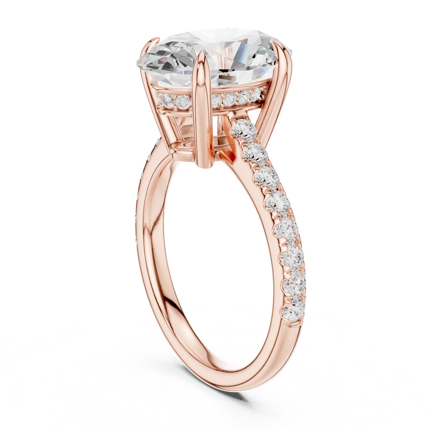 Round Lab Grown Diamond Pave Engagement Ring