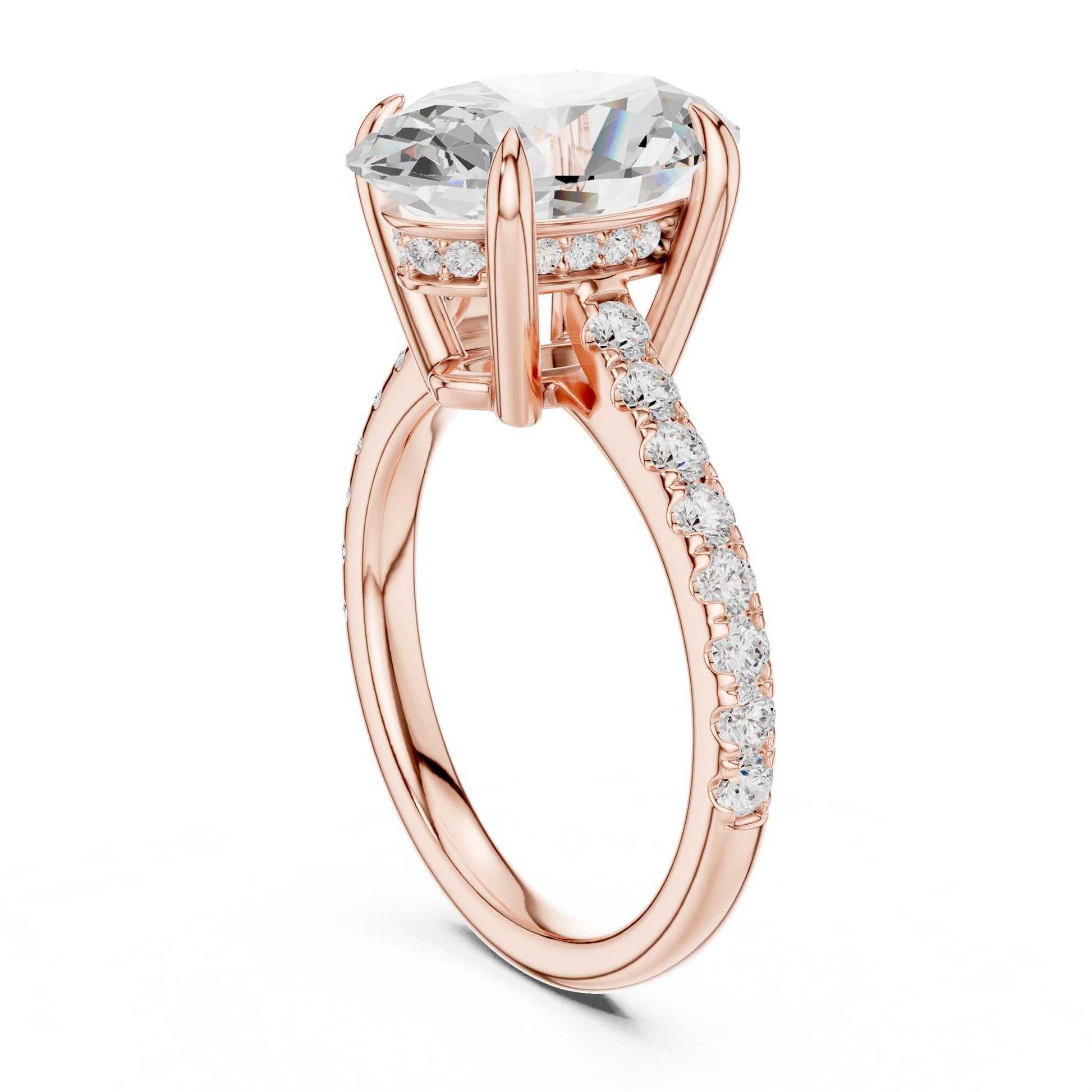 Round Lab Grown Diamond Pave Engagement Ring