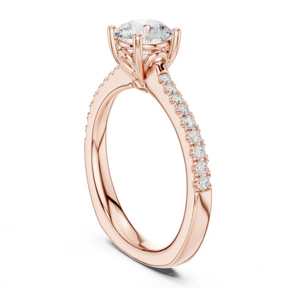 Round Lab Grown Diamond Pave Engagement Ring