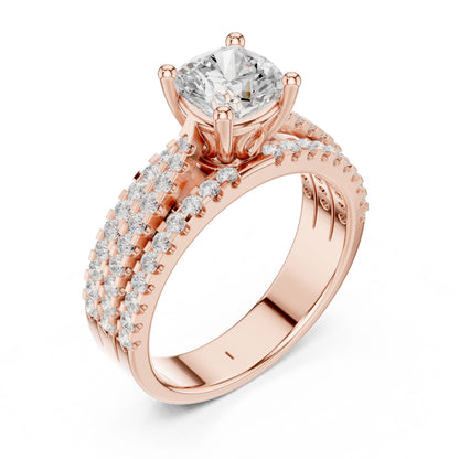 Round Lab Grown Diamond Pave Engagement Ring