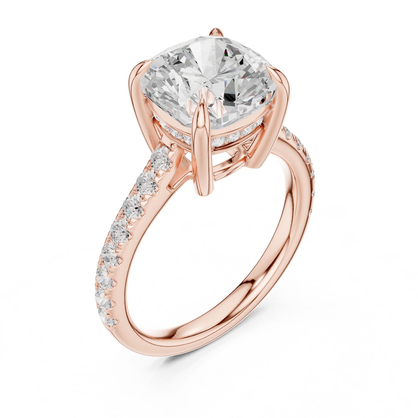 Round Lab Grown Diamond Pave Engagement Ring