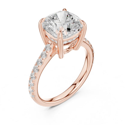Round Lab Grown Diamond Pave Engagement Ring