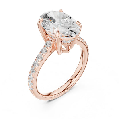 Round Lab Grown Diamond Pave Engagement Ring