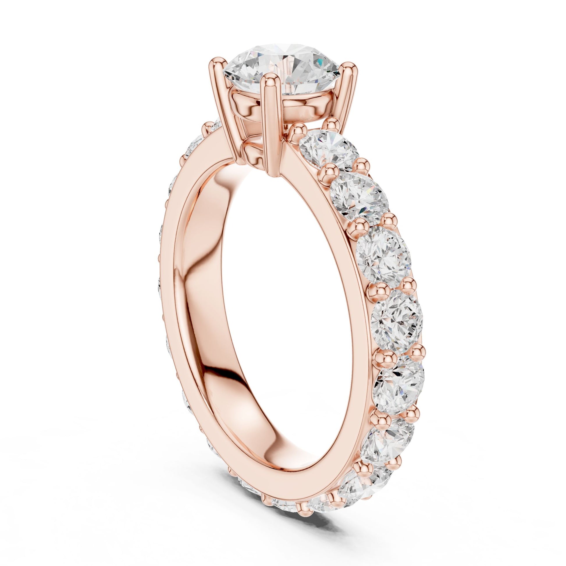 Round Lab Grown Diamond Pave Engagement Ring