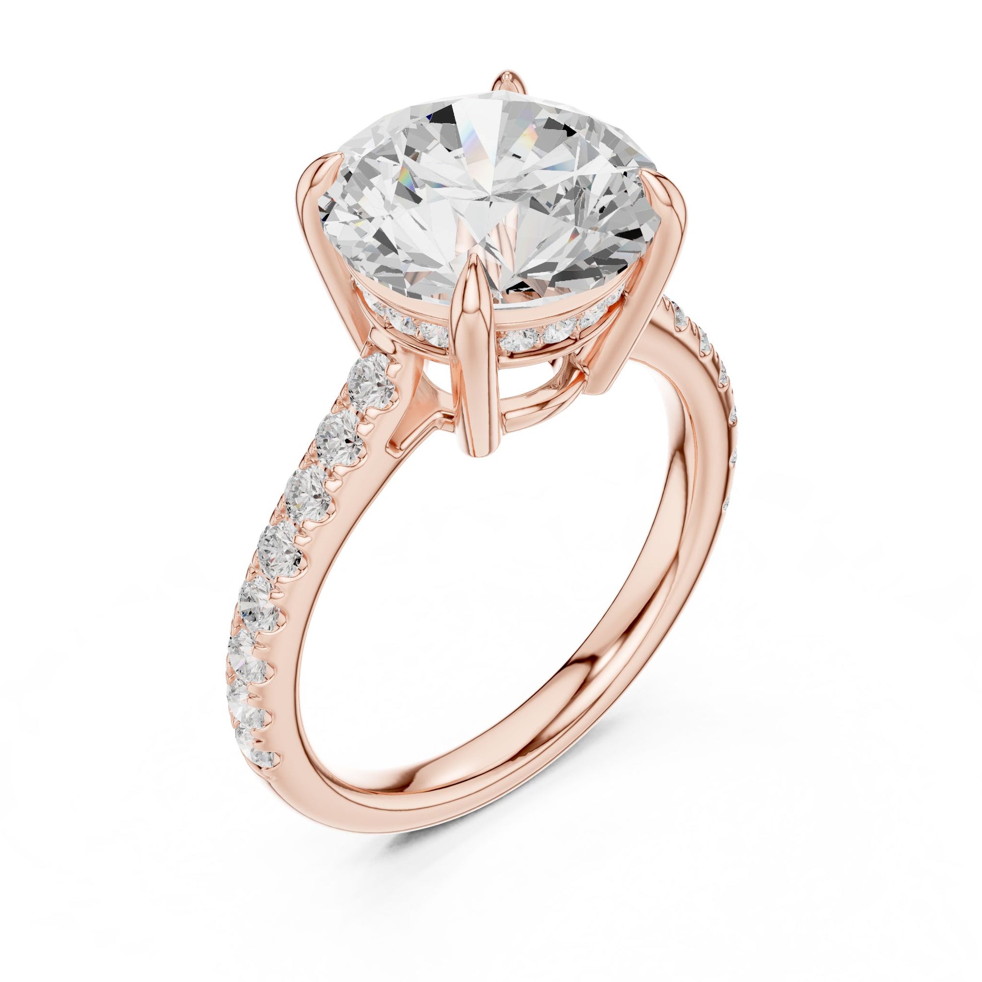 Round Lab Grown Diamond Pave Engagement Ring