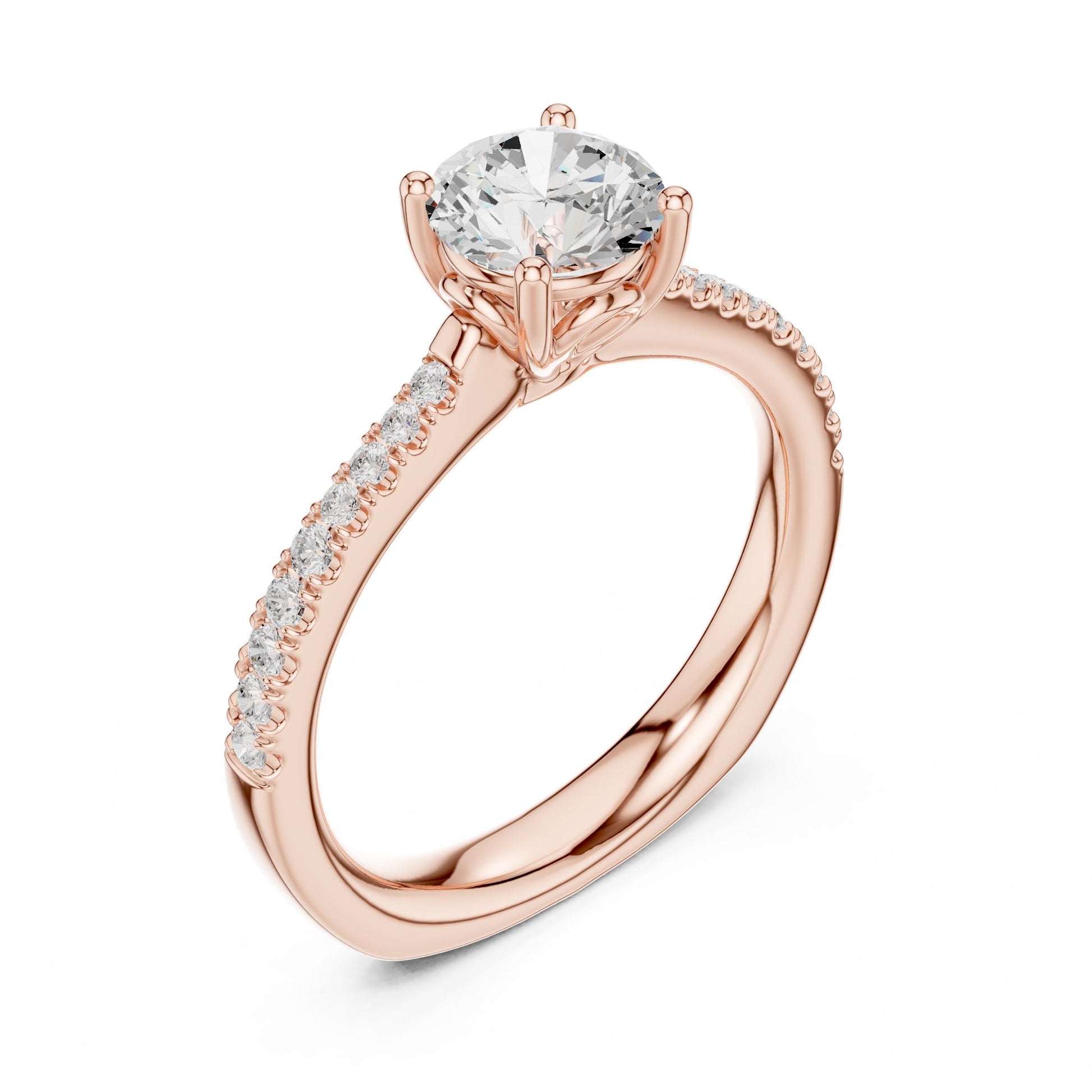Round Lab Grown Diamond Pave Engagement Ring