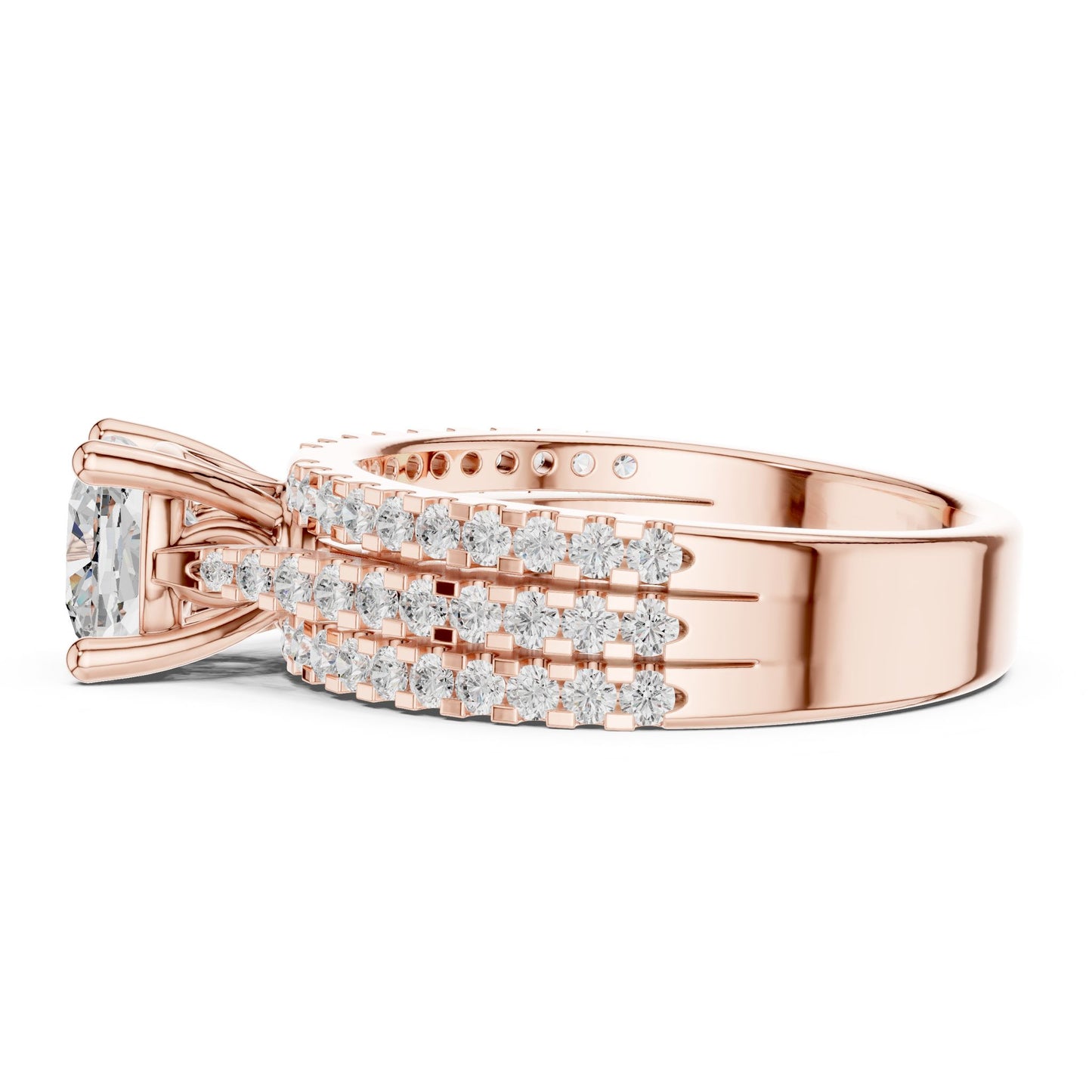 Round Lab Grown Diamond Pave Engagement Ring