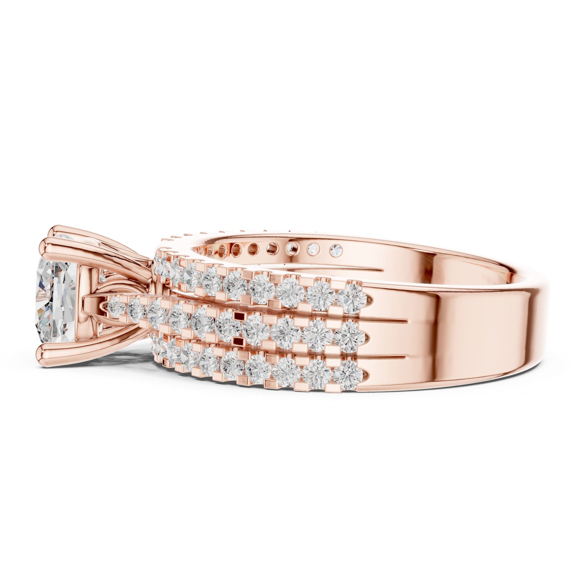Round Lab Grown Diamond Pave Engagement Ring