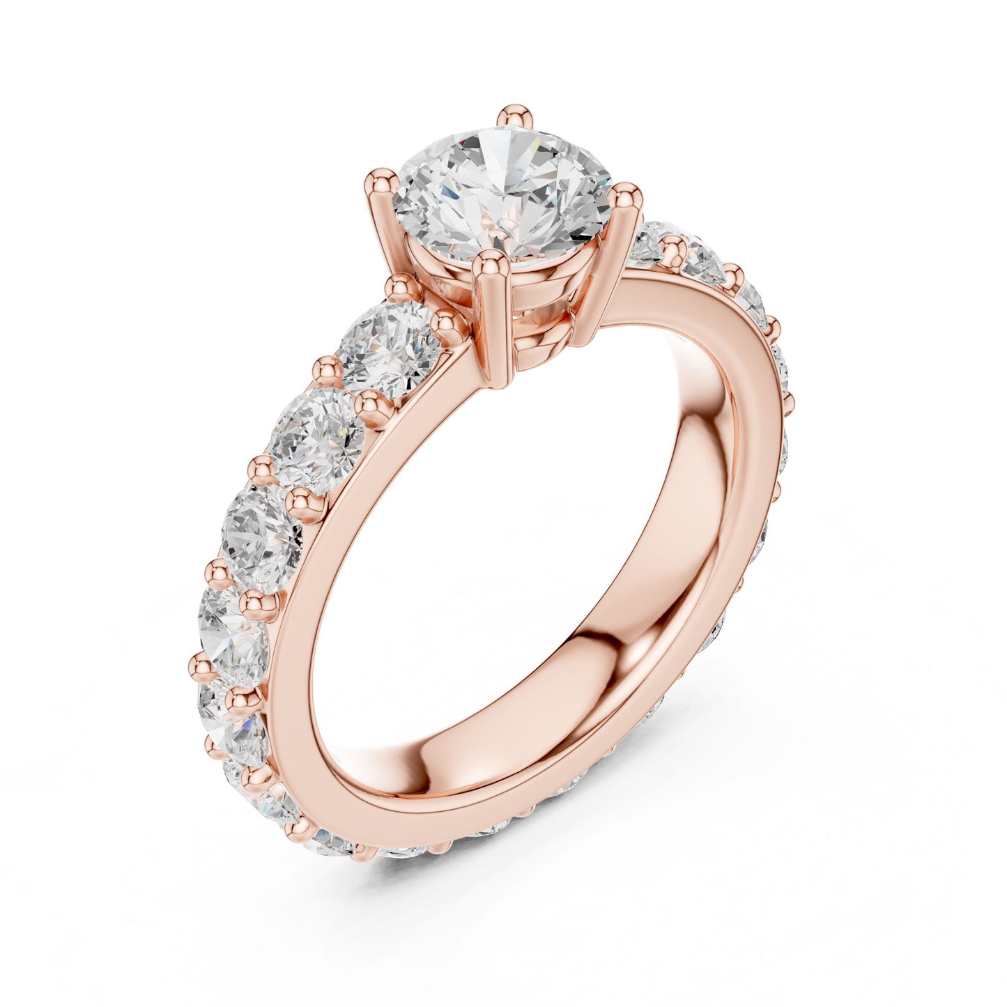 Round Lab Grown Diamond Pave Engagement Ring