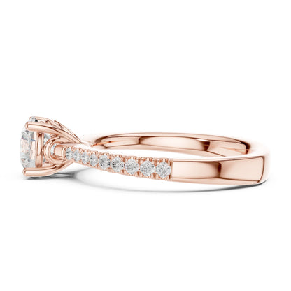 Round Lab Grown Diamond Pave Engagement Ring
