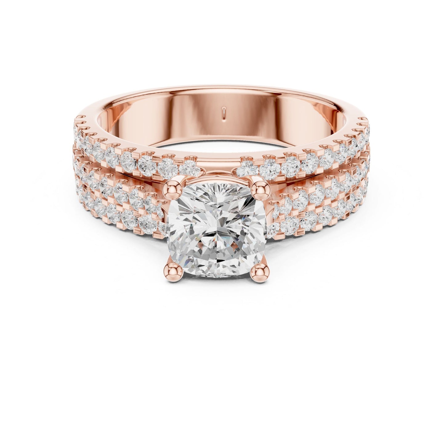 Round Lab Grown Diamond Pave Engagement Ring