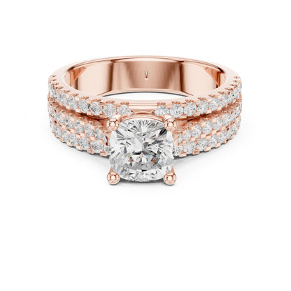 Round Lab Grown Diamond Pave Engagement Ring