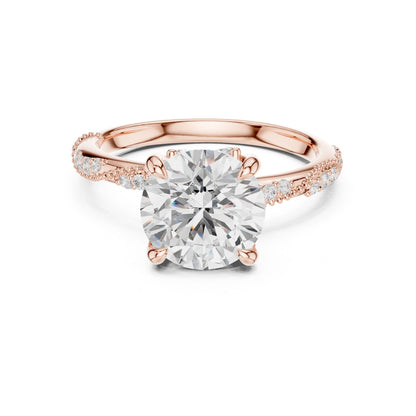 Round Lab Grown Diamond Pave Engagement Ring