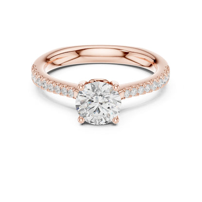 Round Lab Grown Diamond Pave Engagement Ring