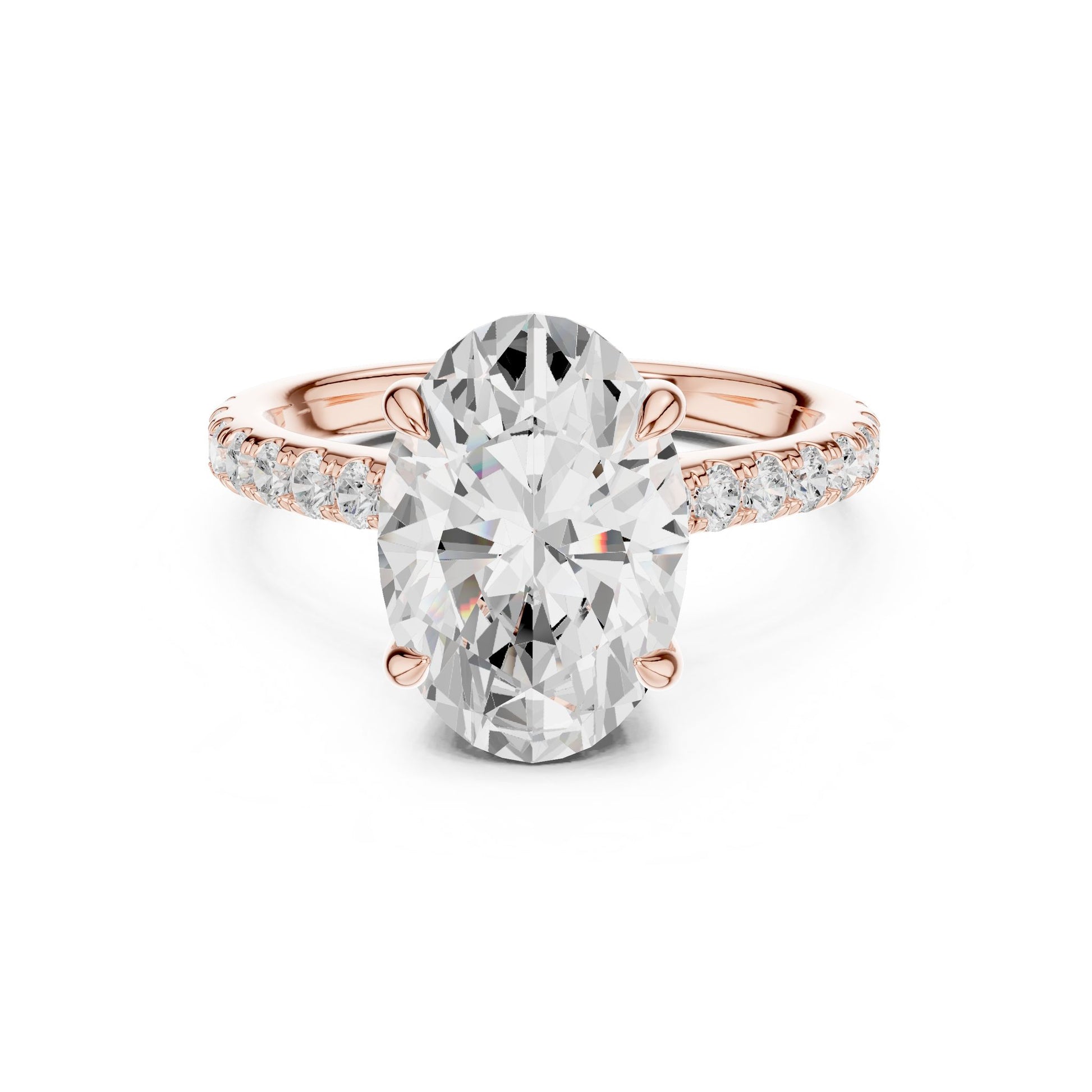 Round Lab Grown Diamond Pave Engagement Ring