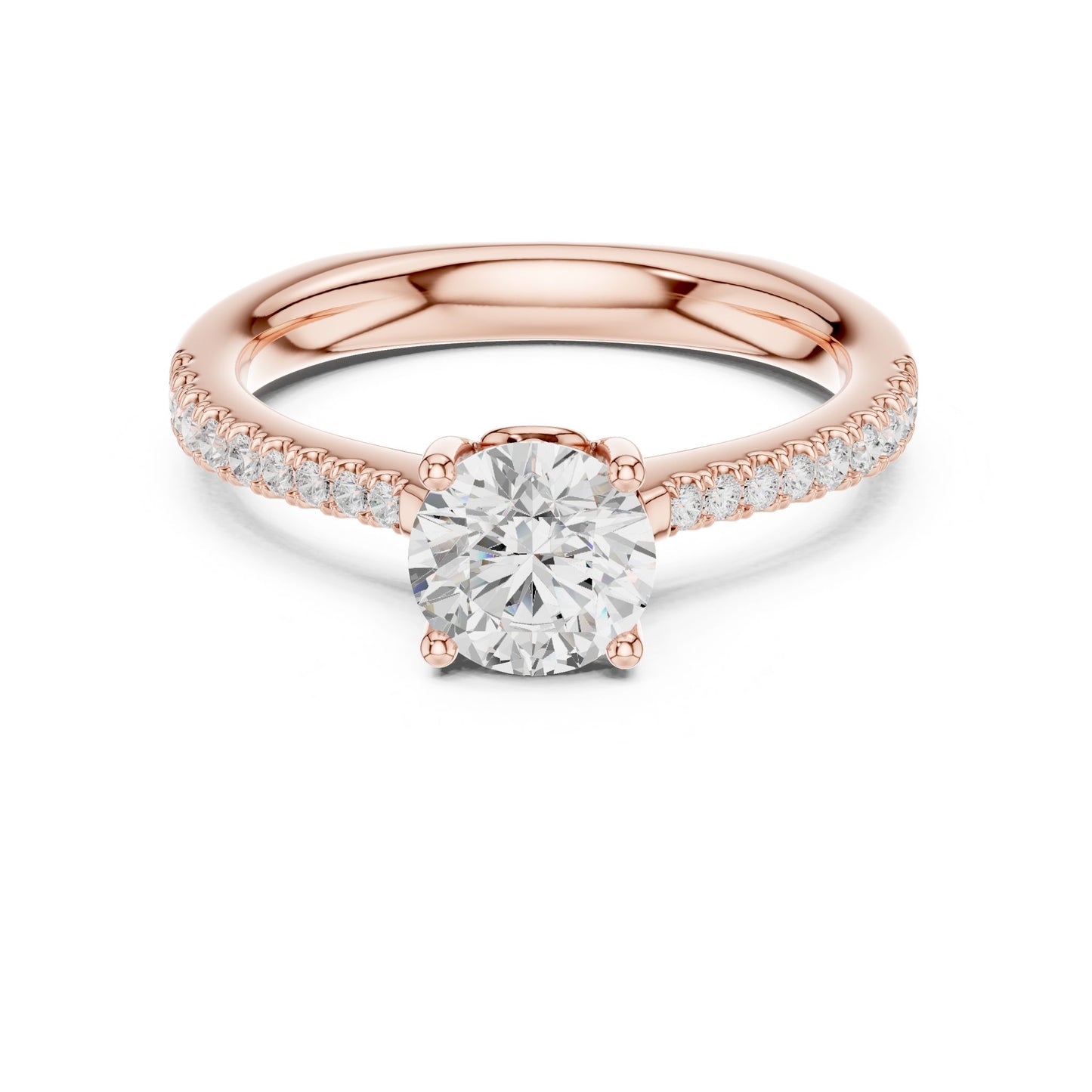 Round Lab Grown Diamond Pave Engagement Ring