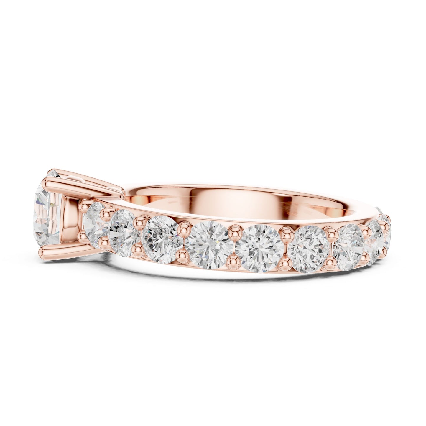 Round Lab Grown Diamond Pave Engagement Ring