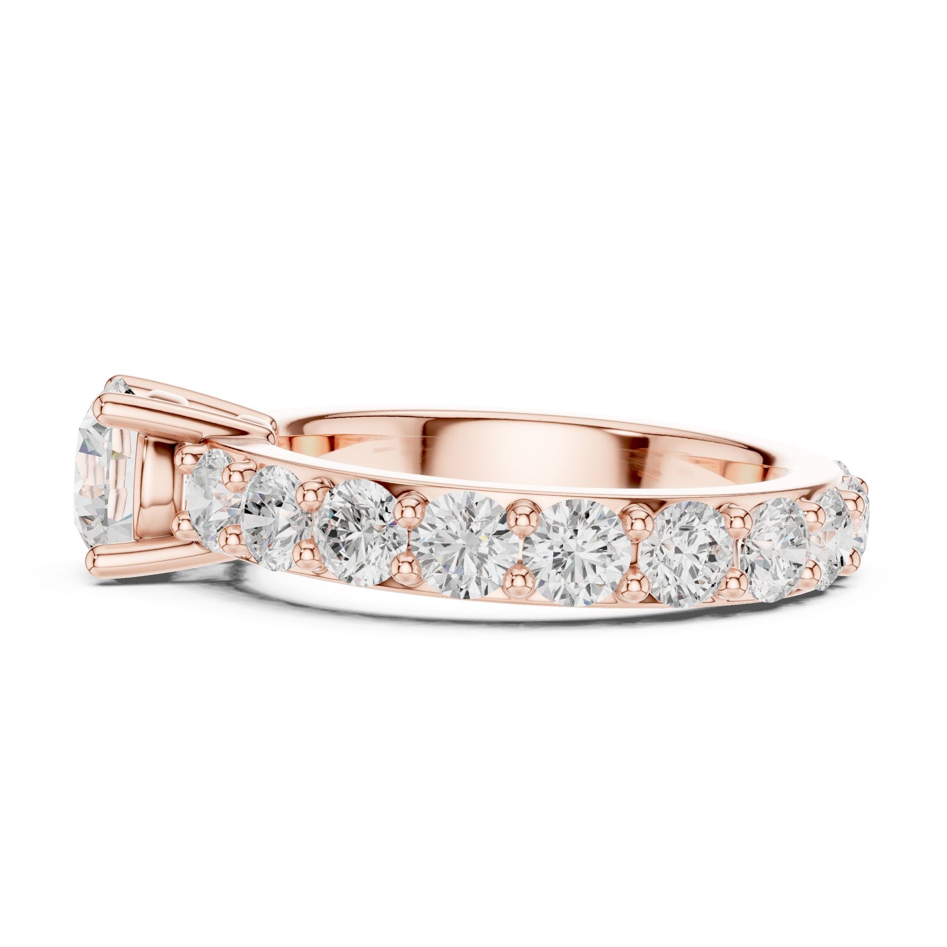 Round Lab Grown Diamond Pave Engagement Ring
