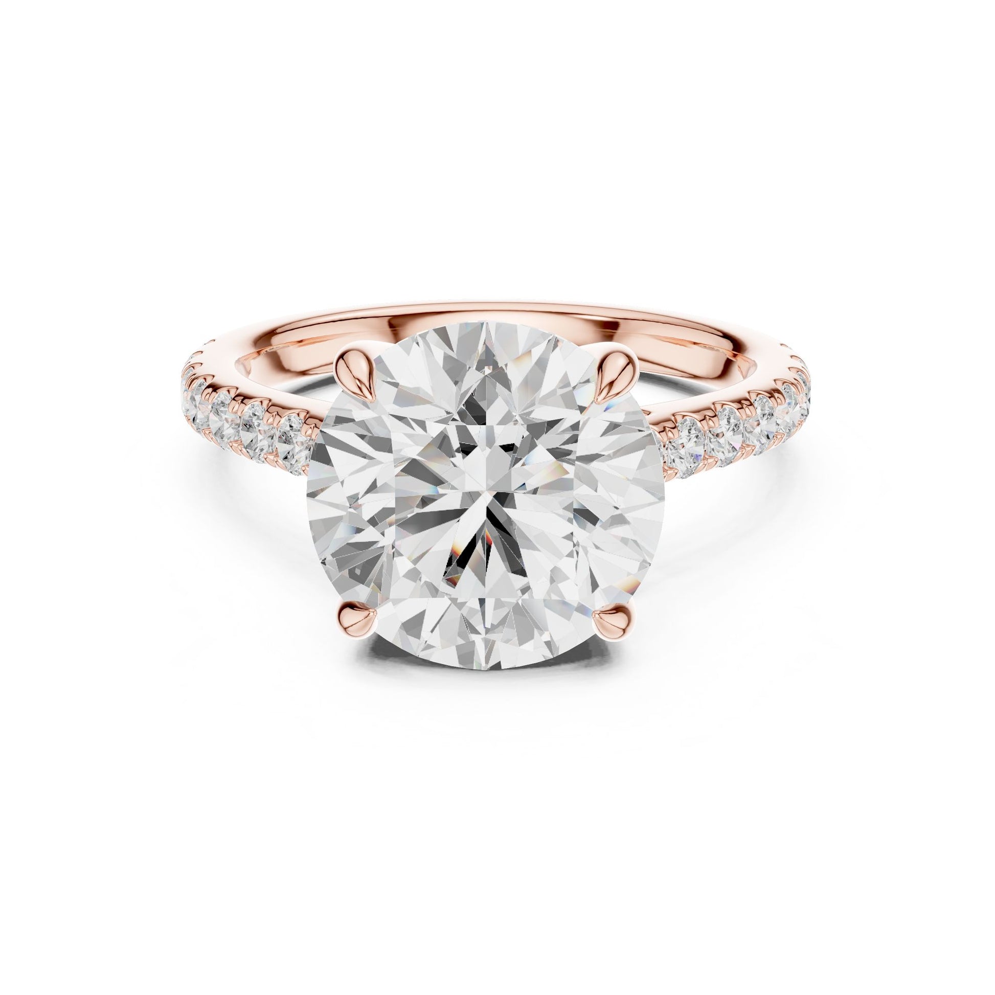 Round Lab Grown Diamond Pave Engagement Ring