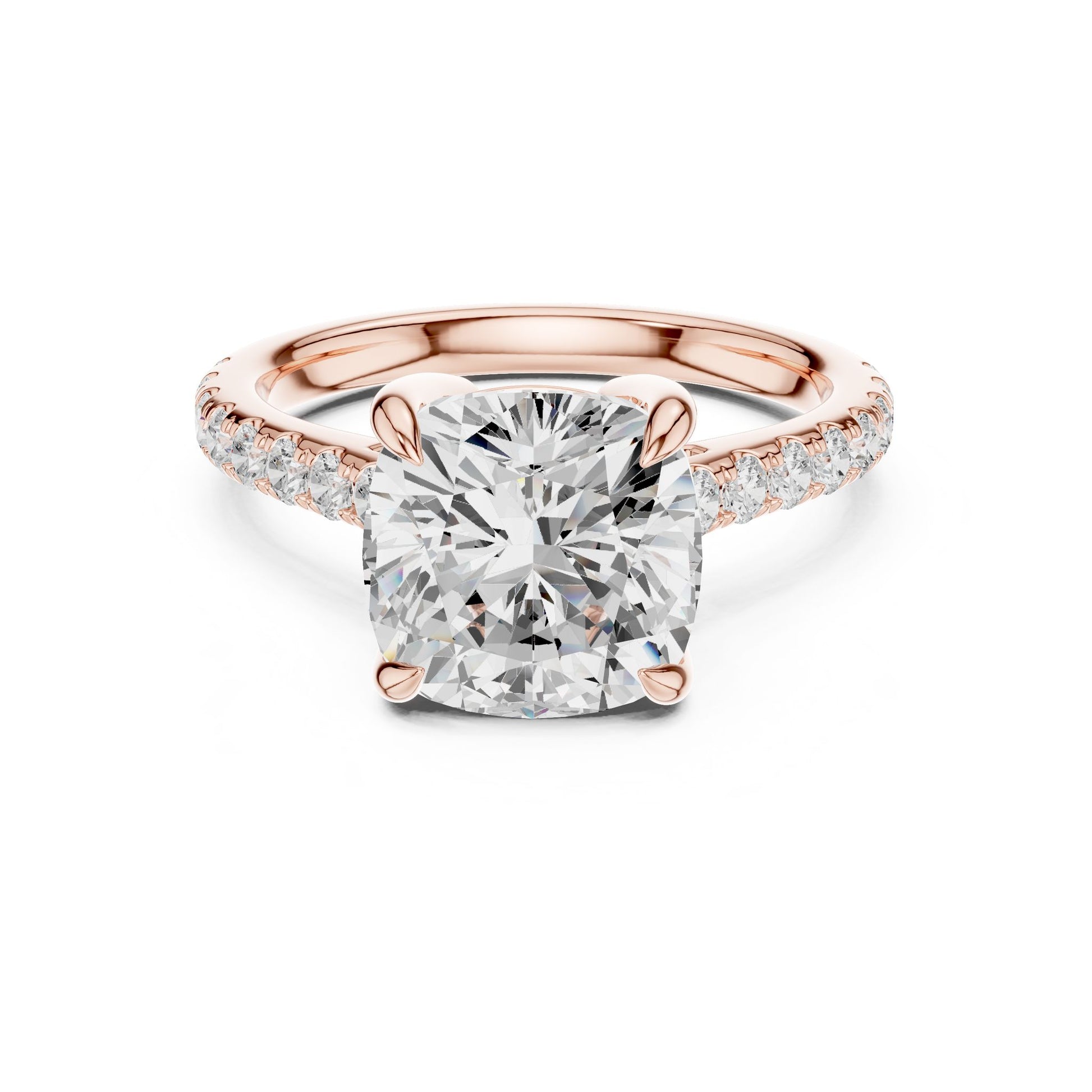 Round Lab Grown Diamond Pave Engagement Ring