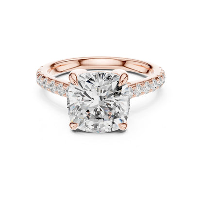 Round Lab Grown Diamond Pave Engagement Ring
