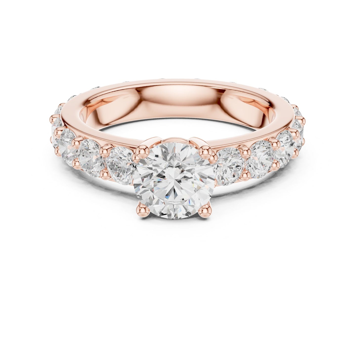 Round Lab Grown Diamond Pave Engagement Ring