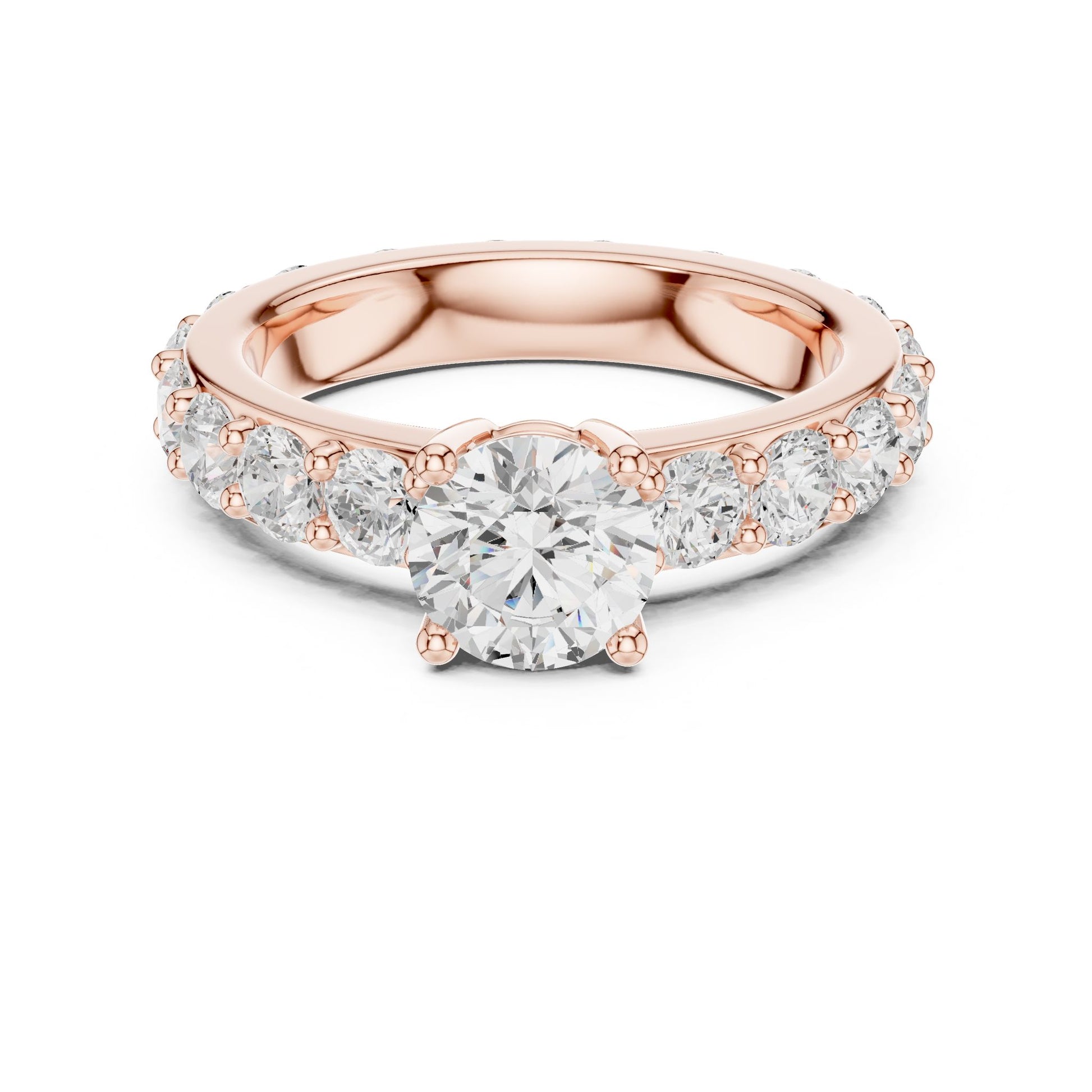 Round Lab Grown Diamond Pave Engagement Ring