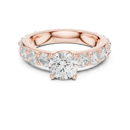 Round Lab Grown Diamond Pave Engagement Ring