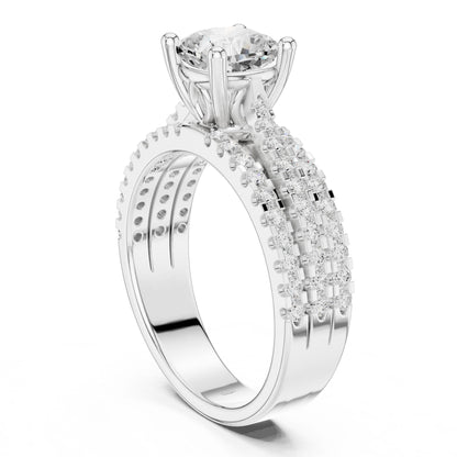 Round Lab Grown Diamond Pave Engagement Ring