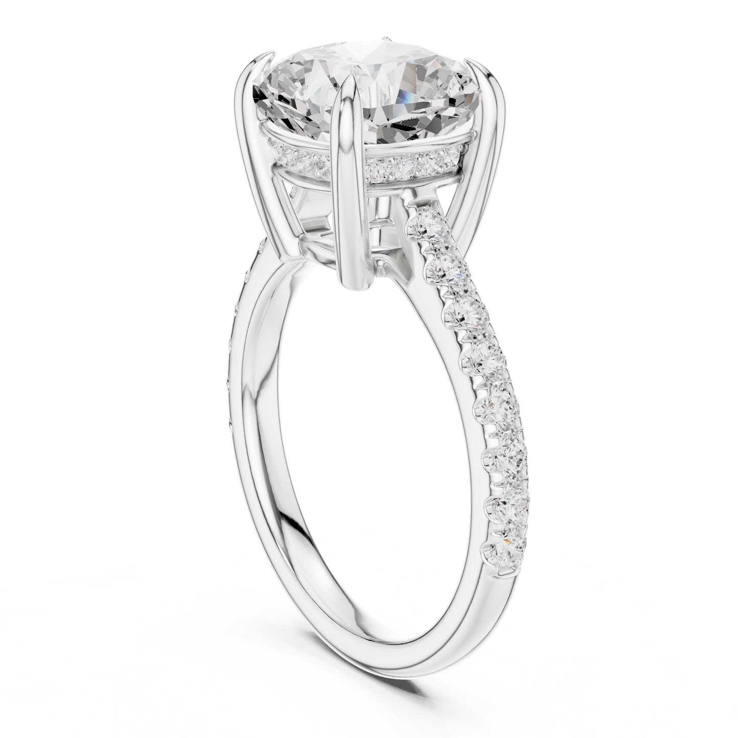 Round Lab Grown Diamond Pave Engagement Ring