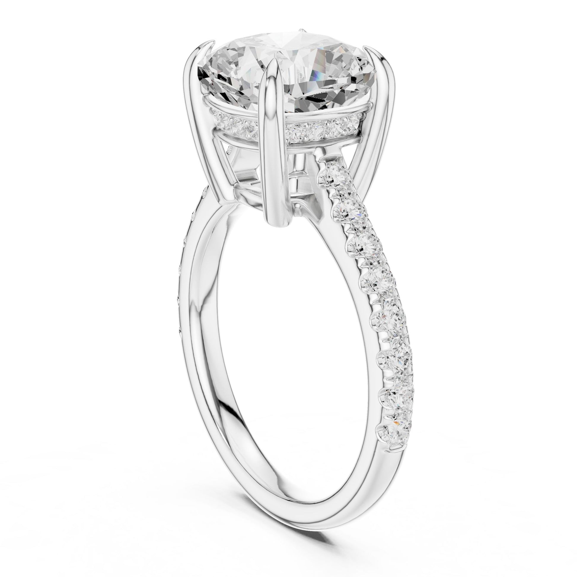 Round Lab Grown Diamond Pave Engagement Ring