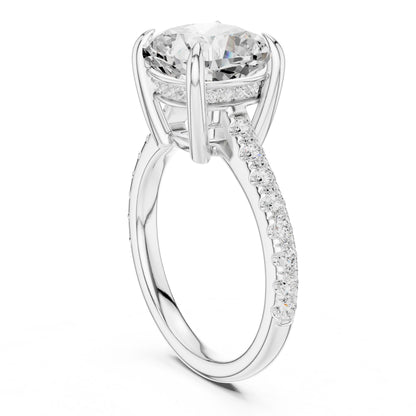 Round Lab Grown Diamond Pave Engagement Ring