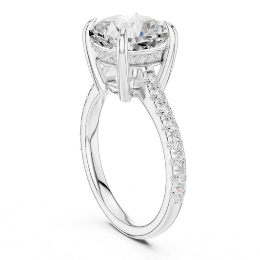 Round Lab Grown Diamond Pave Engagement Ring
