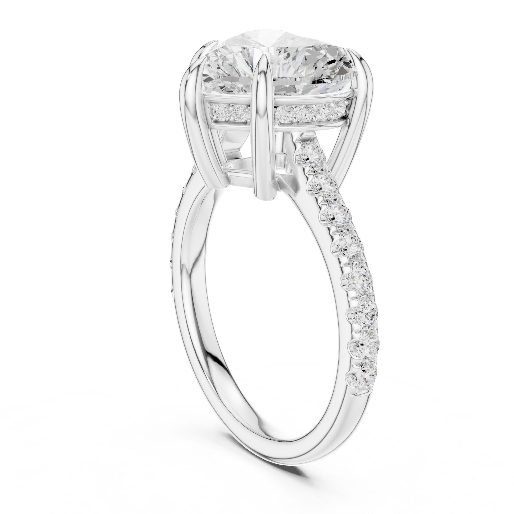 Round Lab Grown Diamond Pave Engagement Ring