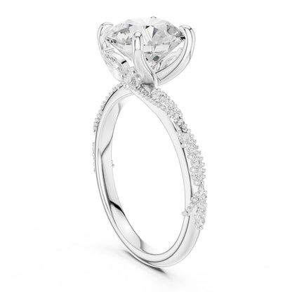 Round Lab Grown Diamond Pave Engagement Ring